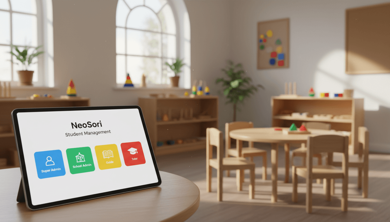 Student profile displayed on tablet showing complete records and progress data