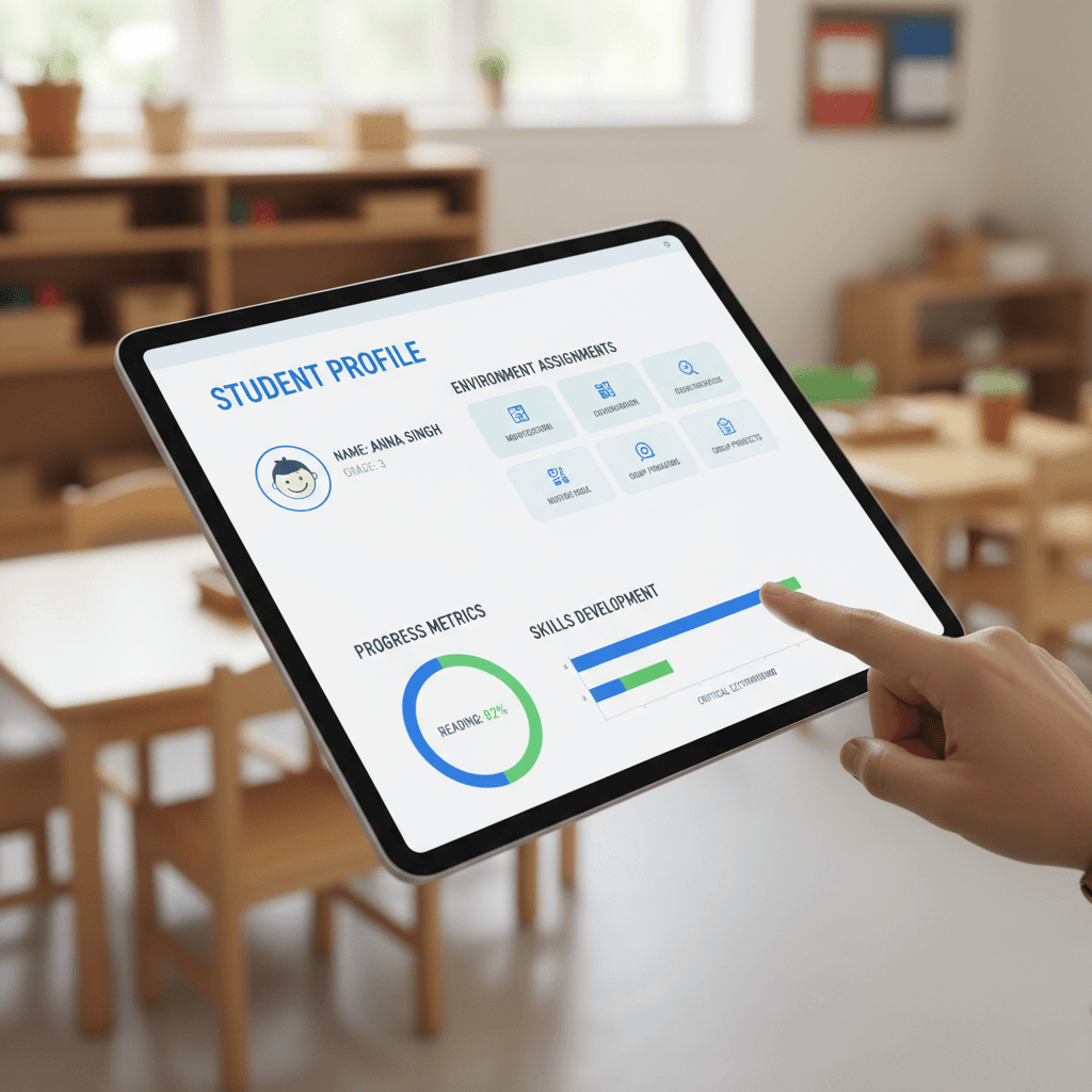 Centralized student records dashboard showing student profiles and assignments